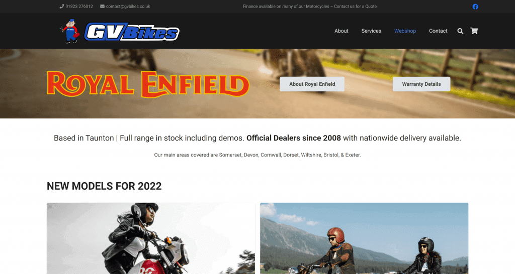 gvbikes.co .uk webshop royal enfield somerset devon bristol